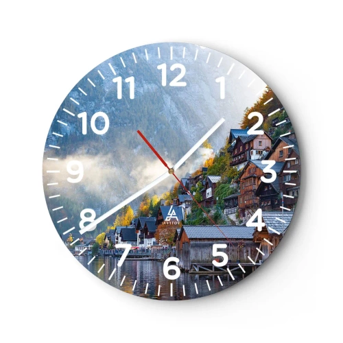 Väggklocka - Klocka på glas - Alpina klimat - 30x30 cm
