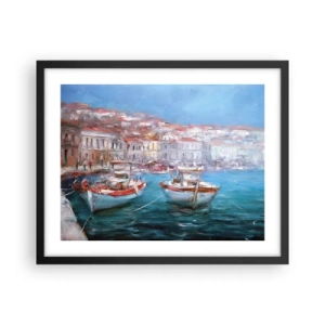 Affisch i svart ram - Italiensk vik - 50x40 cm