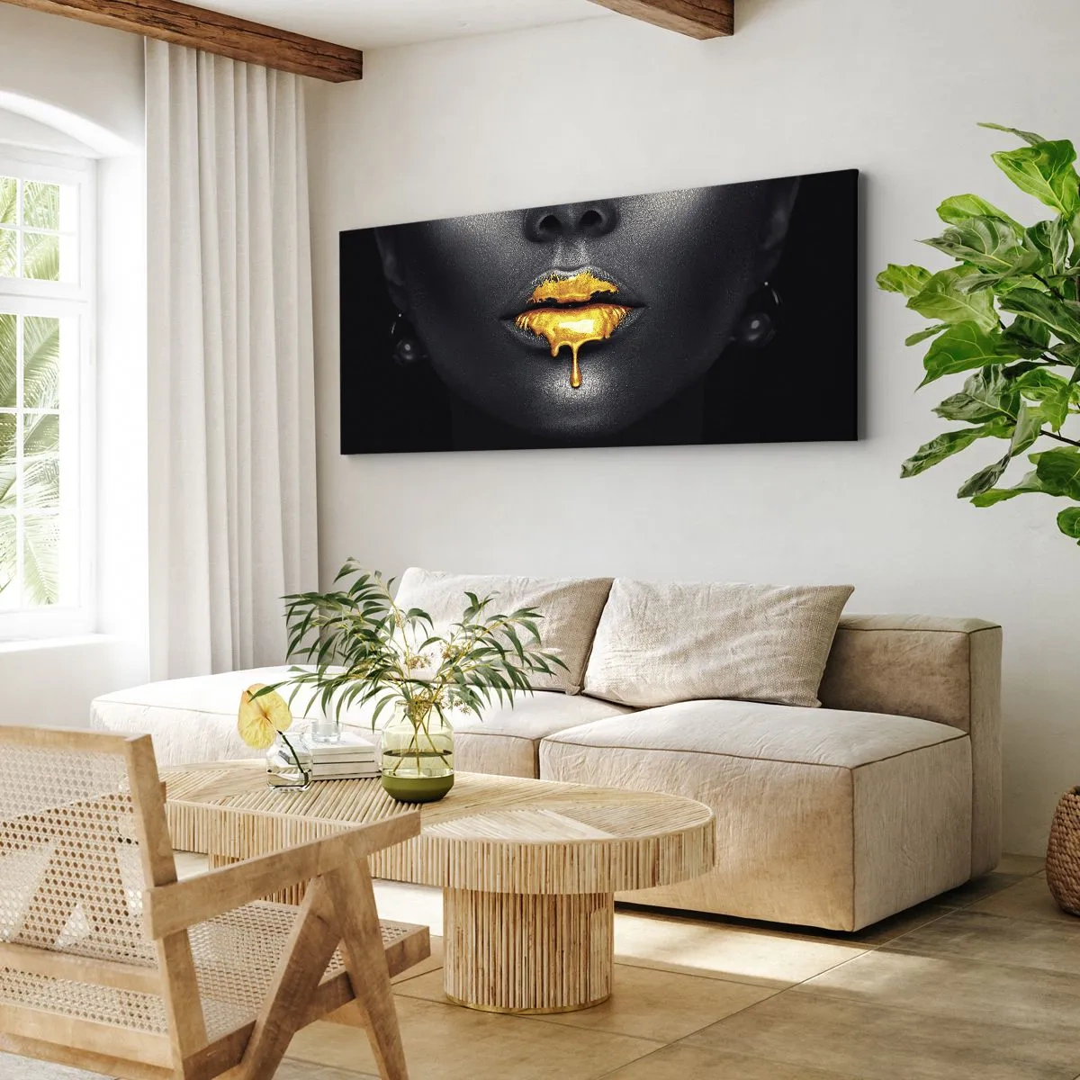 Canvastavla - Bild på duk - Guldmun - 160x50 cm