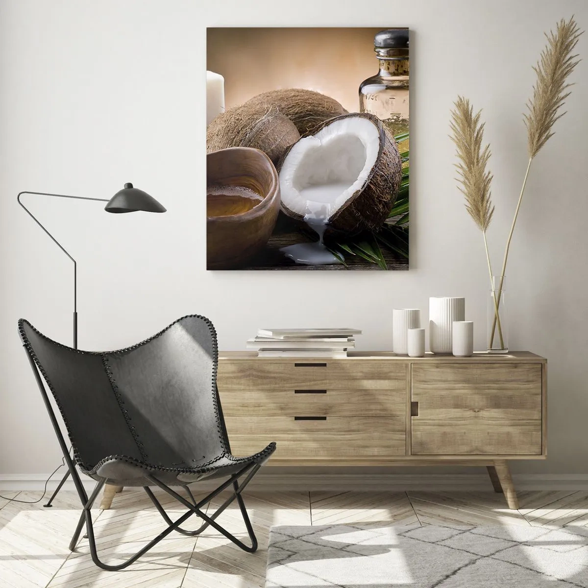 Glastavla - Bild på glas - Hälsa från tropiska öar - 50x70 cm