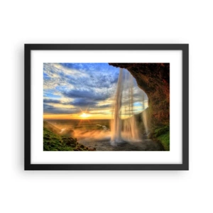 Affisch i svart ram - Världen bakom ridå av droppar - 40x30 cm