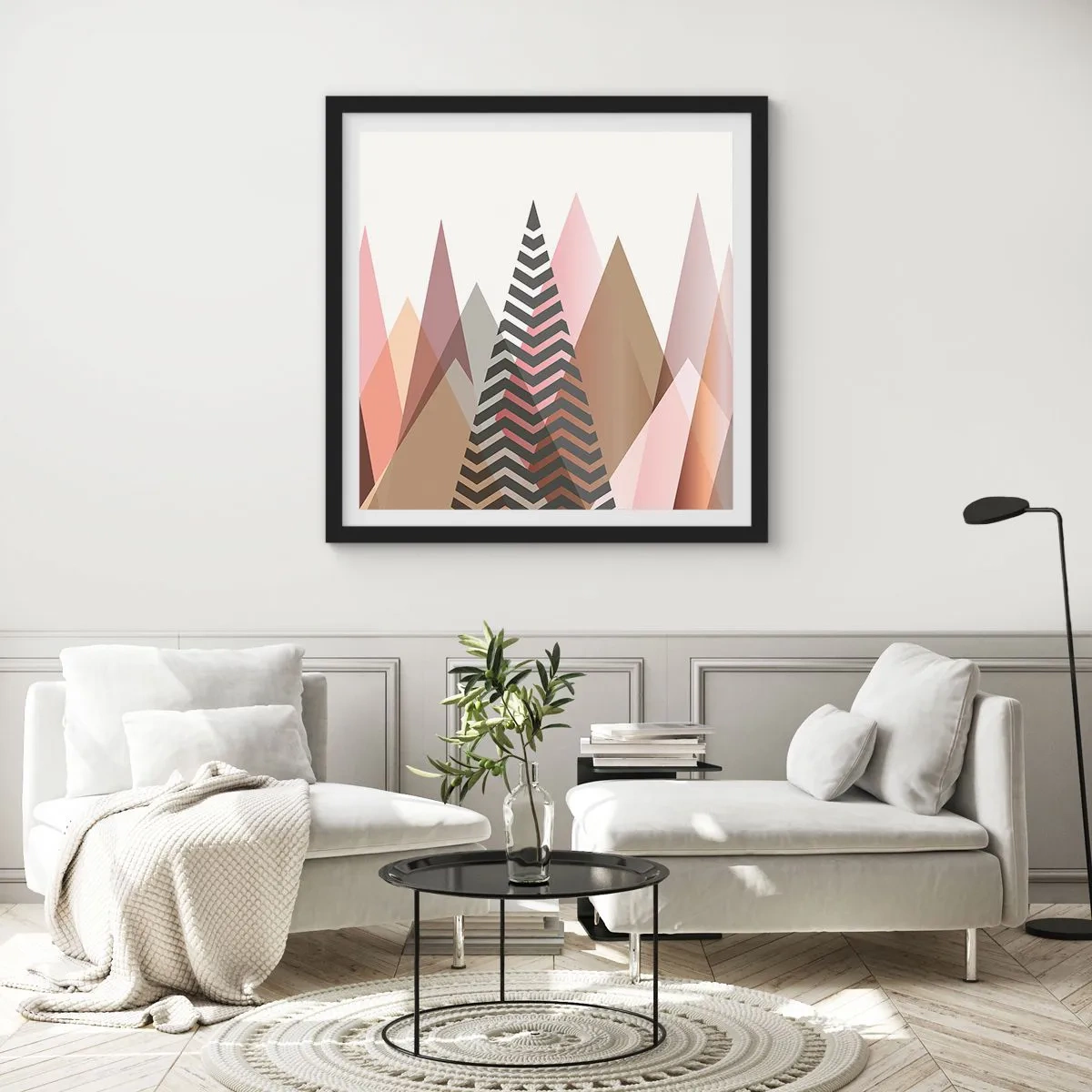 Affisch i svart ram - Utsikt över pyramider - 30x30 cm