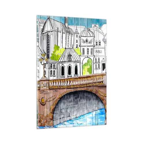 Glastavla - Bild på glas - Stad som målad - 80x120 cm
