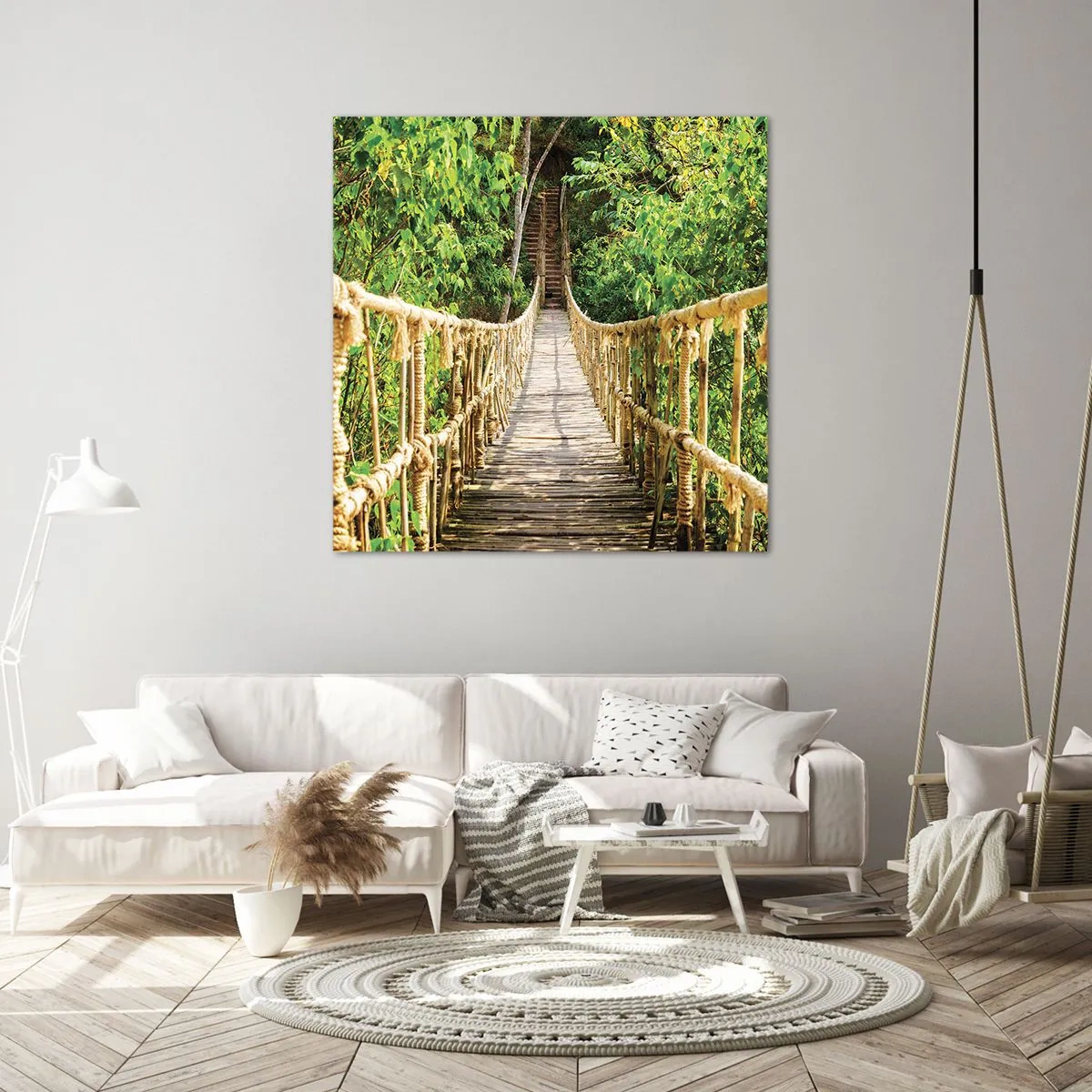 Canvastavla - Bild på duk - Upphängd i grönskan - 60x60 cm