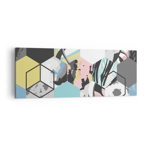 Canvastavla - Bild på duk - Sexkanter och kuber i sex färger - 140x50 cm