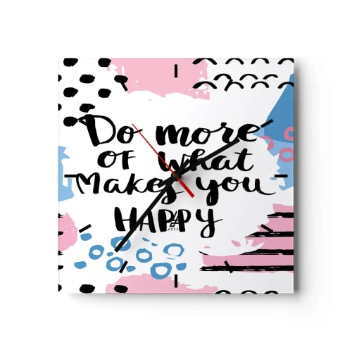 Väggklocka - Klocka på glas - Hur man blir lycklig - 40x40 cm