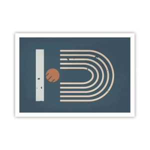 Affisch - Geometri mot mörkblå bakgrund - 100x70 cm