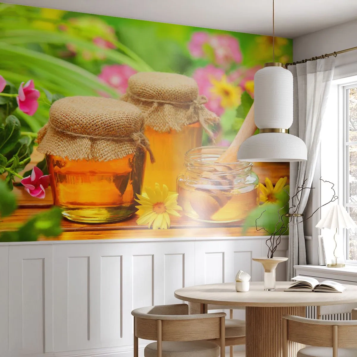 Självhäftande Fototapet Deluxe Sticker - Sött och blommigt - Gastronomi, Honung, Blommor - 200x140 cm