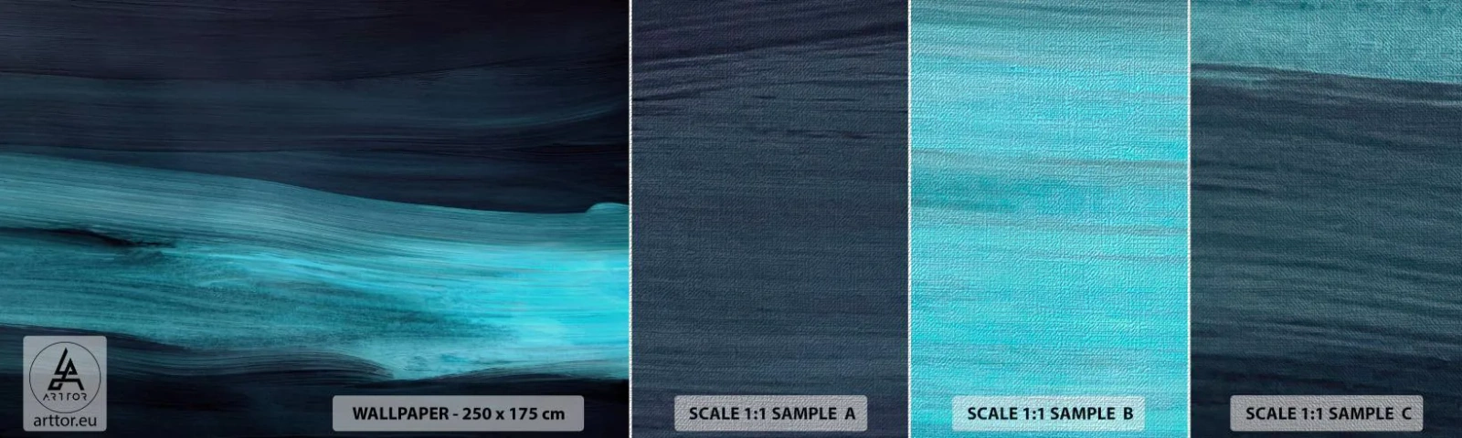 Provbit av fototapet Premium Canvas - Flyt med strömmen - Mörk, Bit, Abstraktion - 100x30 cm