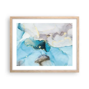 Affisch i ram av ljusek - Studie över mötet mellan grå och turkos - 50x40 cm