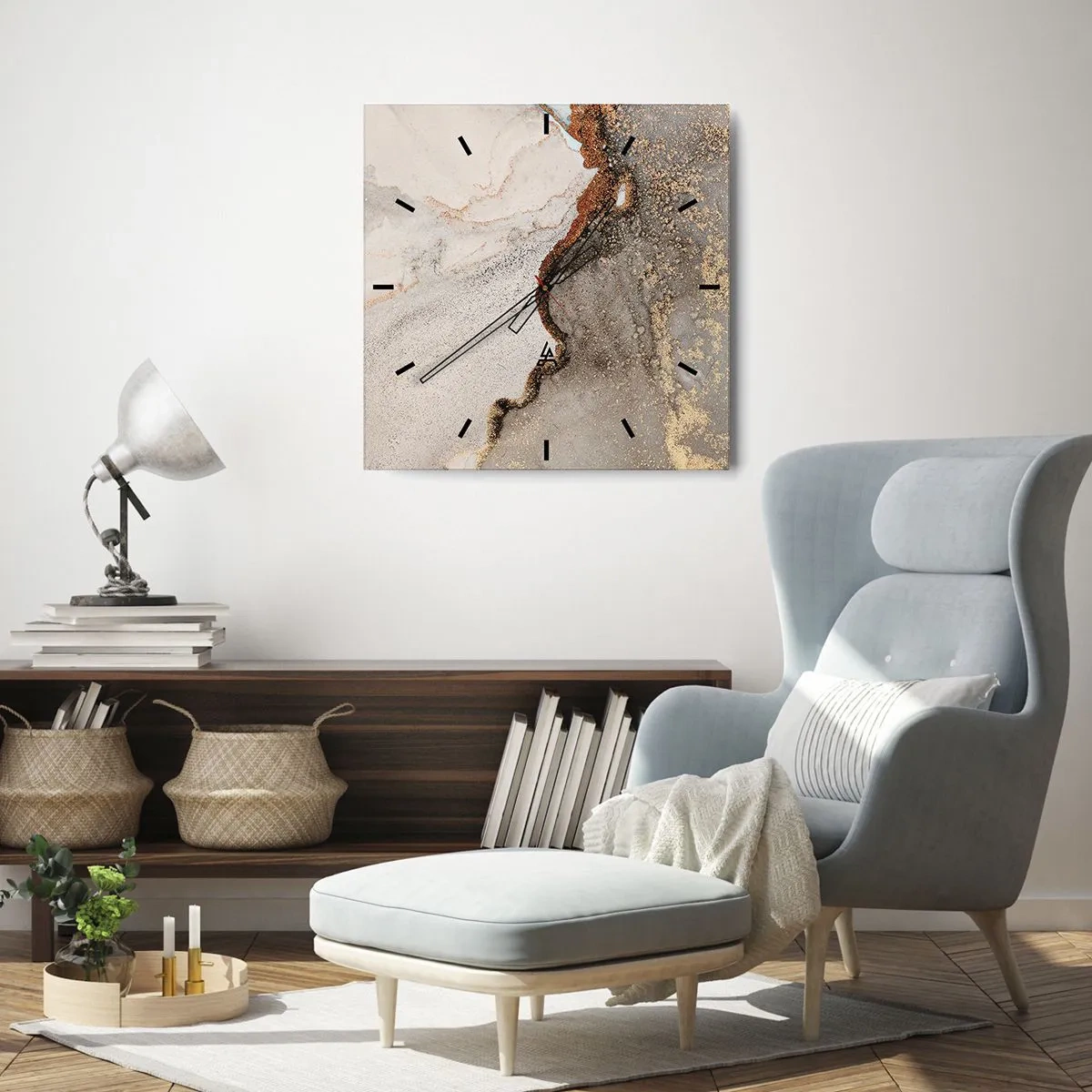 Väggklocka - Klocka på glas - På färgernas gräns - 40x40 cm