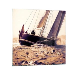 Glastavla - Bild på glas - Segla seglaren - 30x30 cm
