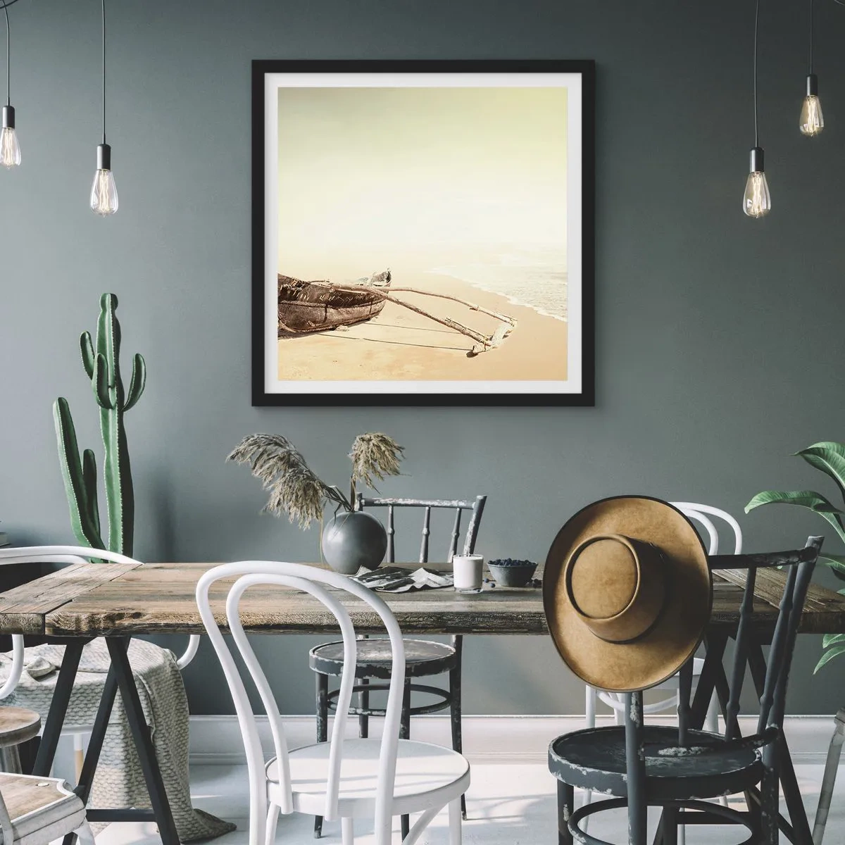 Affisch i svart ram - Minne från sydliga hav - 50x50 cm