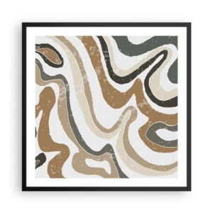 Affisch i svart ram - Meandrar av jordnära färger - 60x60 cm