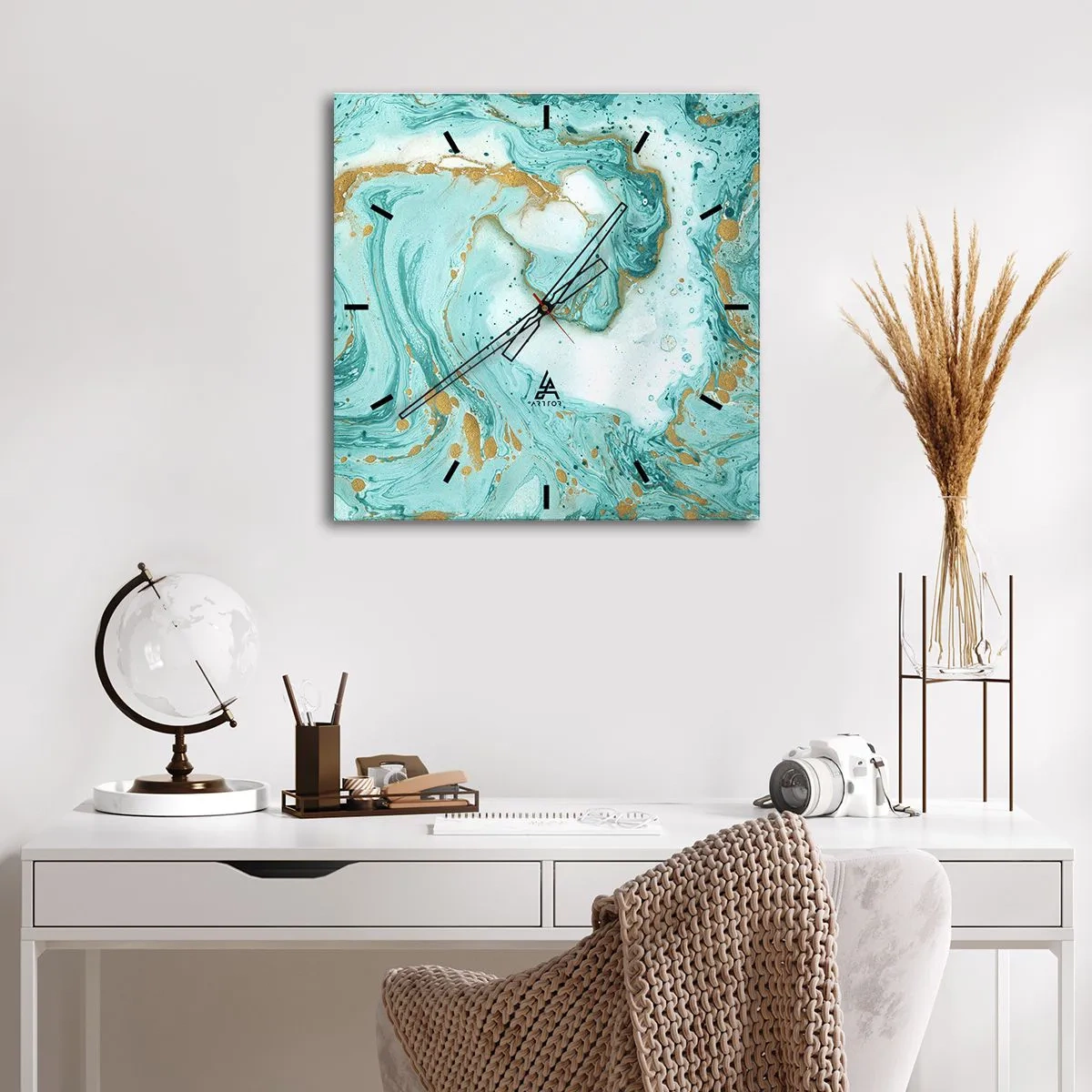 Väggklocka - Klocka på glas - Under stora vågen från Edo-tiden - 40x40 cm