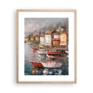 Affisch i ram av ljusek - Romantisk hamn - 40x50 cm