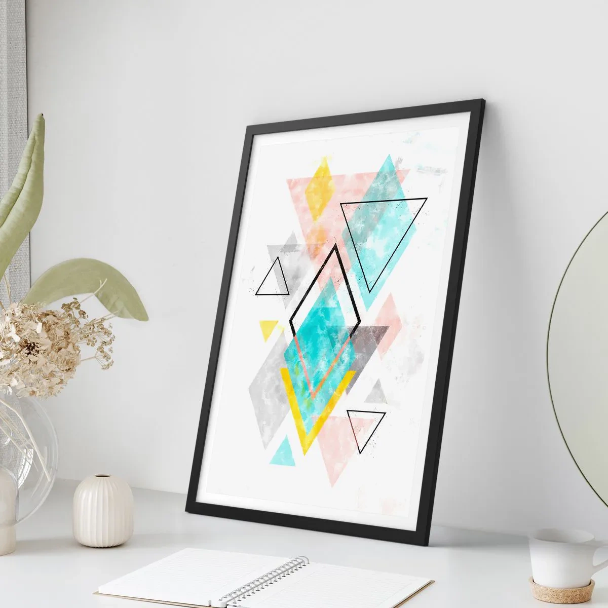 Affisch i svart ram - Geometriskt spel - 40x50 cm