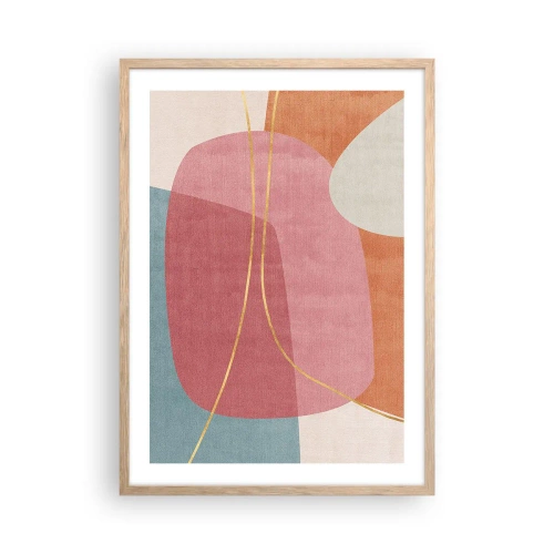 Affisch i ram av ljusek - Pastellkomposition med guldtråd - 50x70 cm
