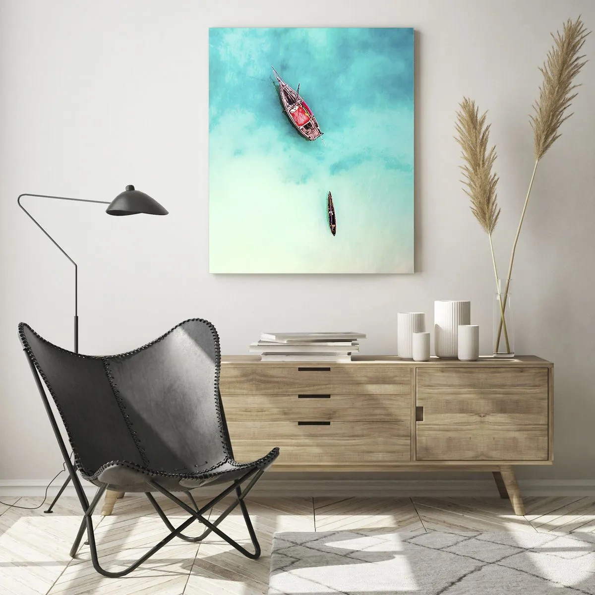 Glastavla - Bild på glas - Högvatten på stranden i Zanzibar… - 50x70 cm