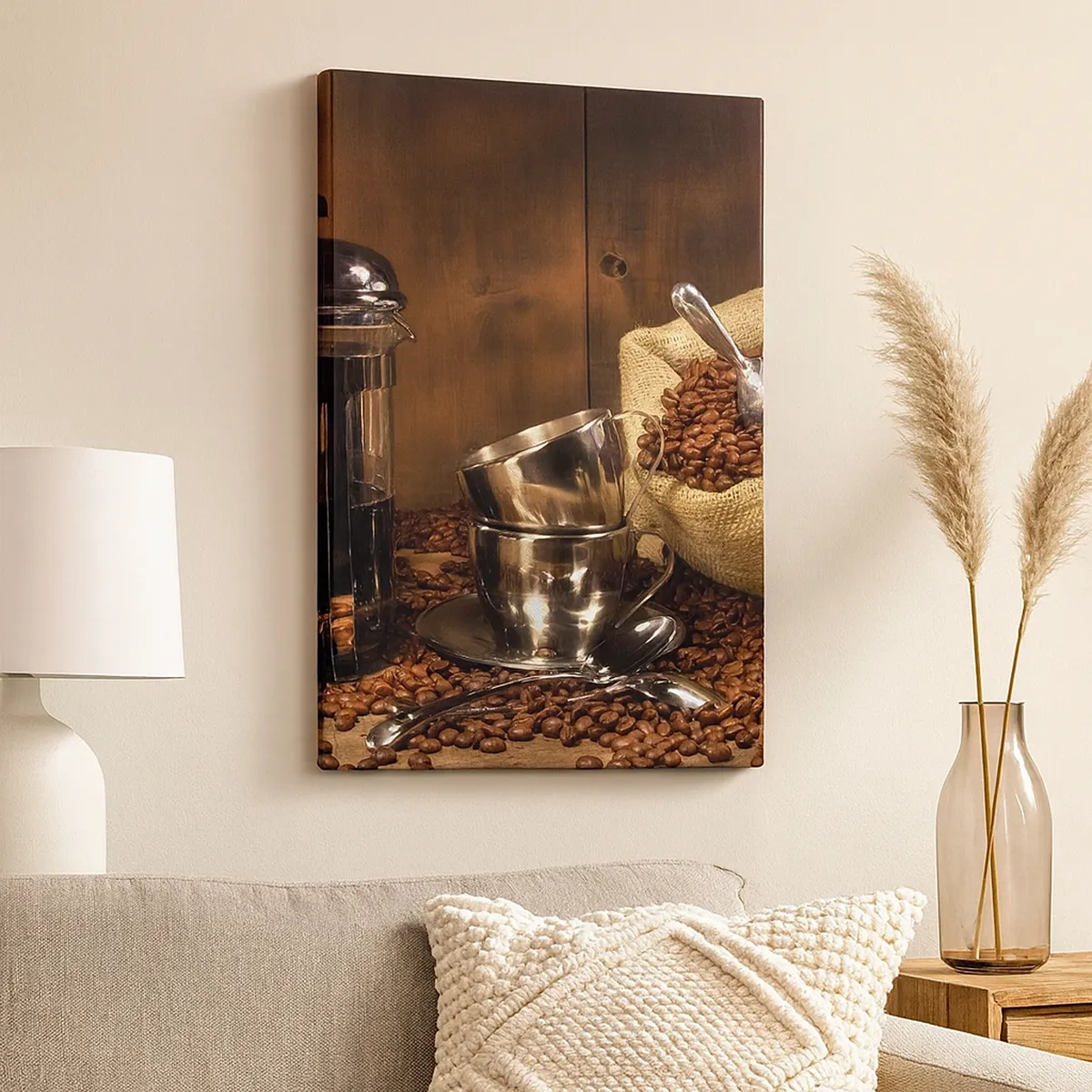 Canvastavla - Bild på duk - Kaffets charm - arom och smak - 50x70 cm