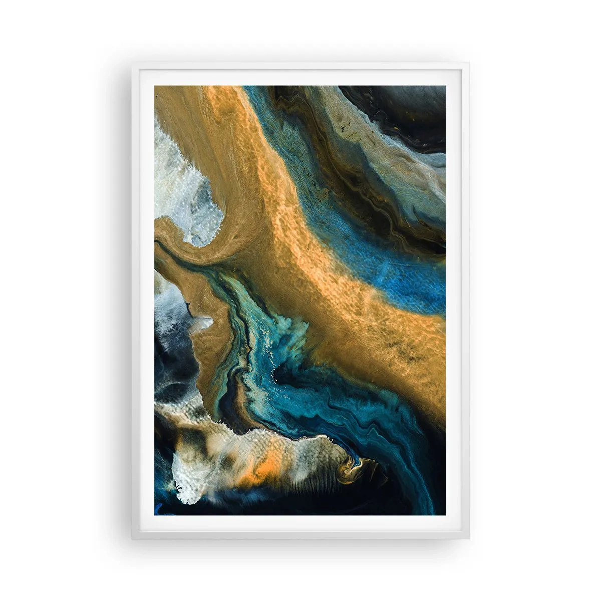 Affisch i vit ram - Blå – gul – ömsesidiga influenser - 70x100 cm