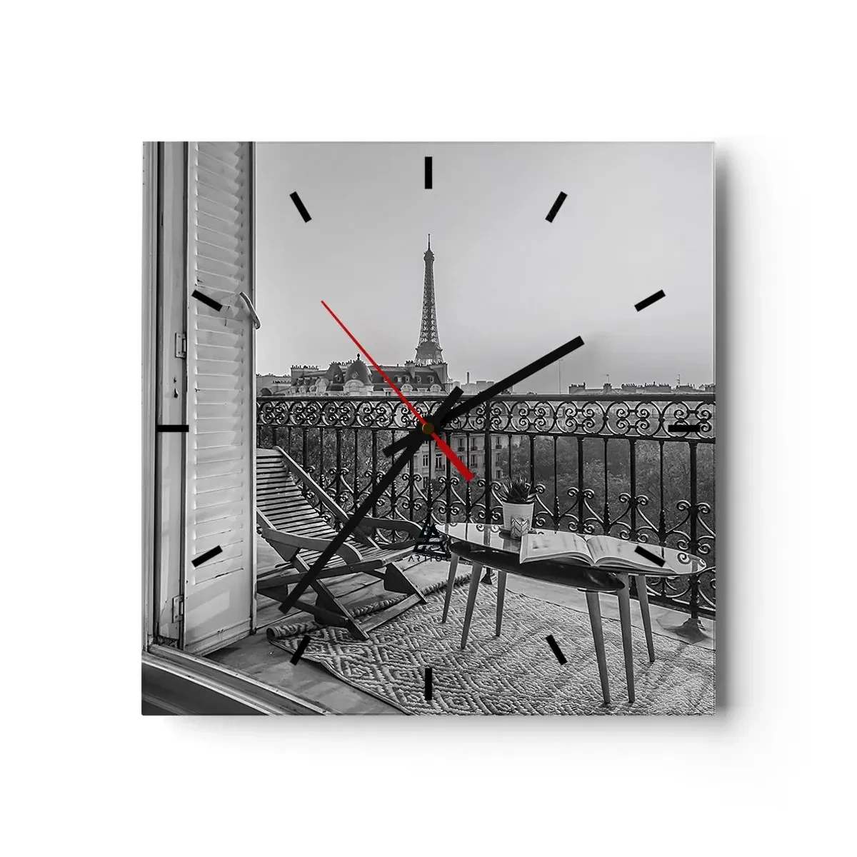 Väggklocka - Klocka på glas - En eftermiddag i Paris - 30x30 cm