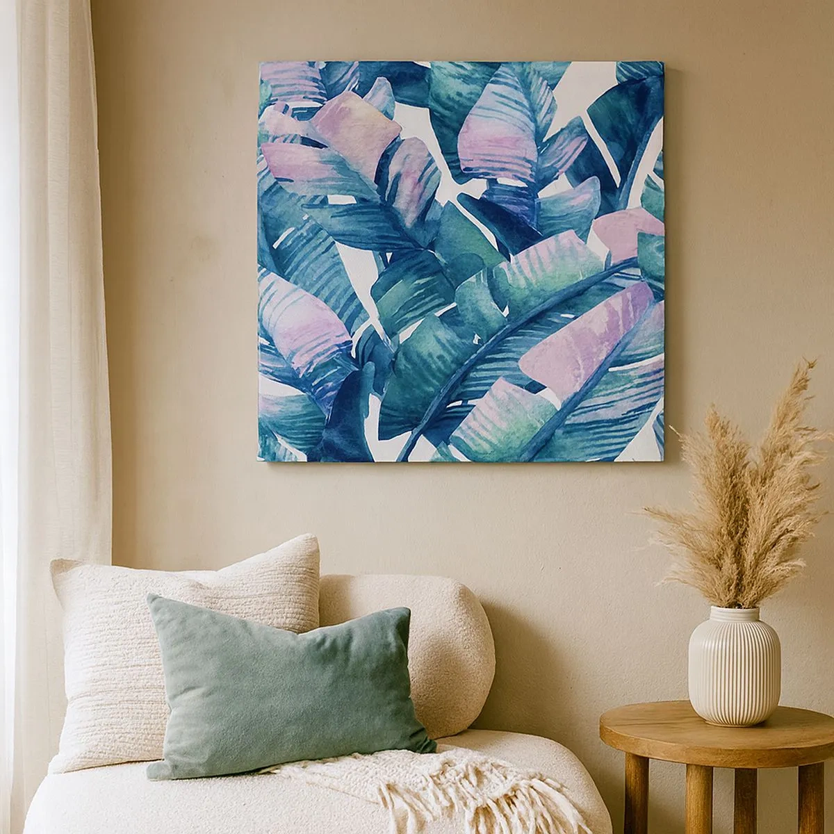 Canvastavla - Bild på duk - I bananträdgård - 30x30 cm