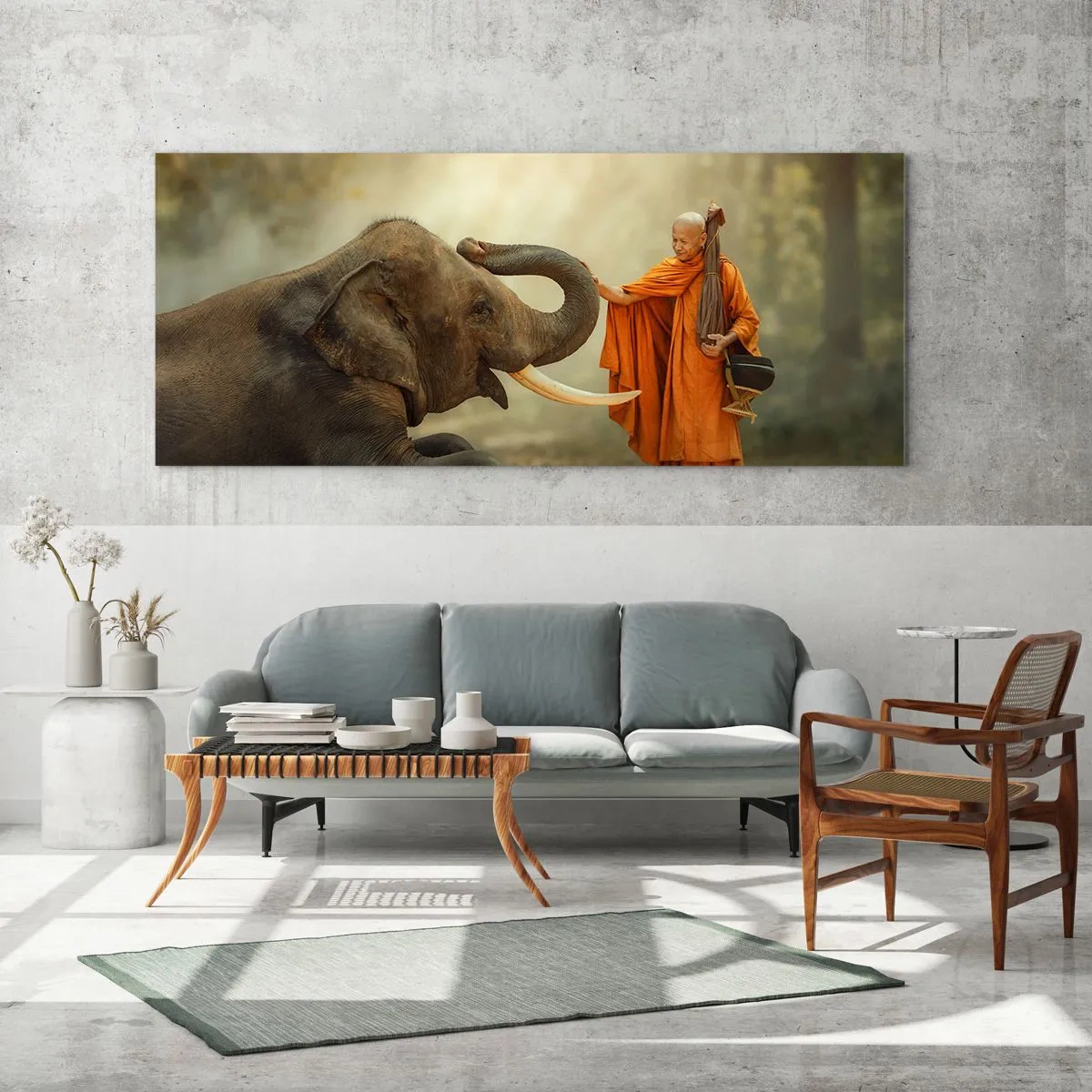 Glastavla - Bild på glas - Ett möte under resan - 140x50 cm