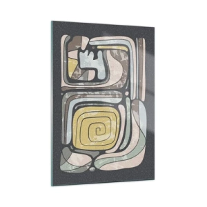 Glastavla - Bild på glas - Abstraktion i en förcolumbiansk anda - 50x70 cm