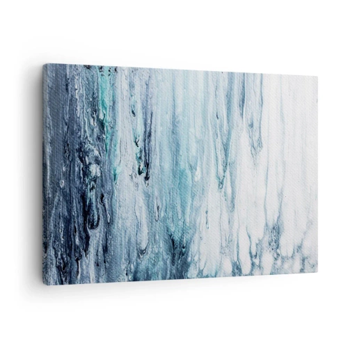 Canvastavla - Bild på duk - Abstrakta blå och vita strimmor som liknar istappar - 70x50cm - Blåa istappar - Modern väggdekoration för vardagsrum och sovrum ARTTOR