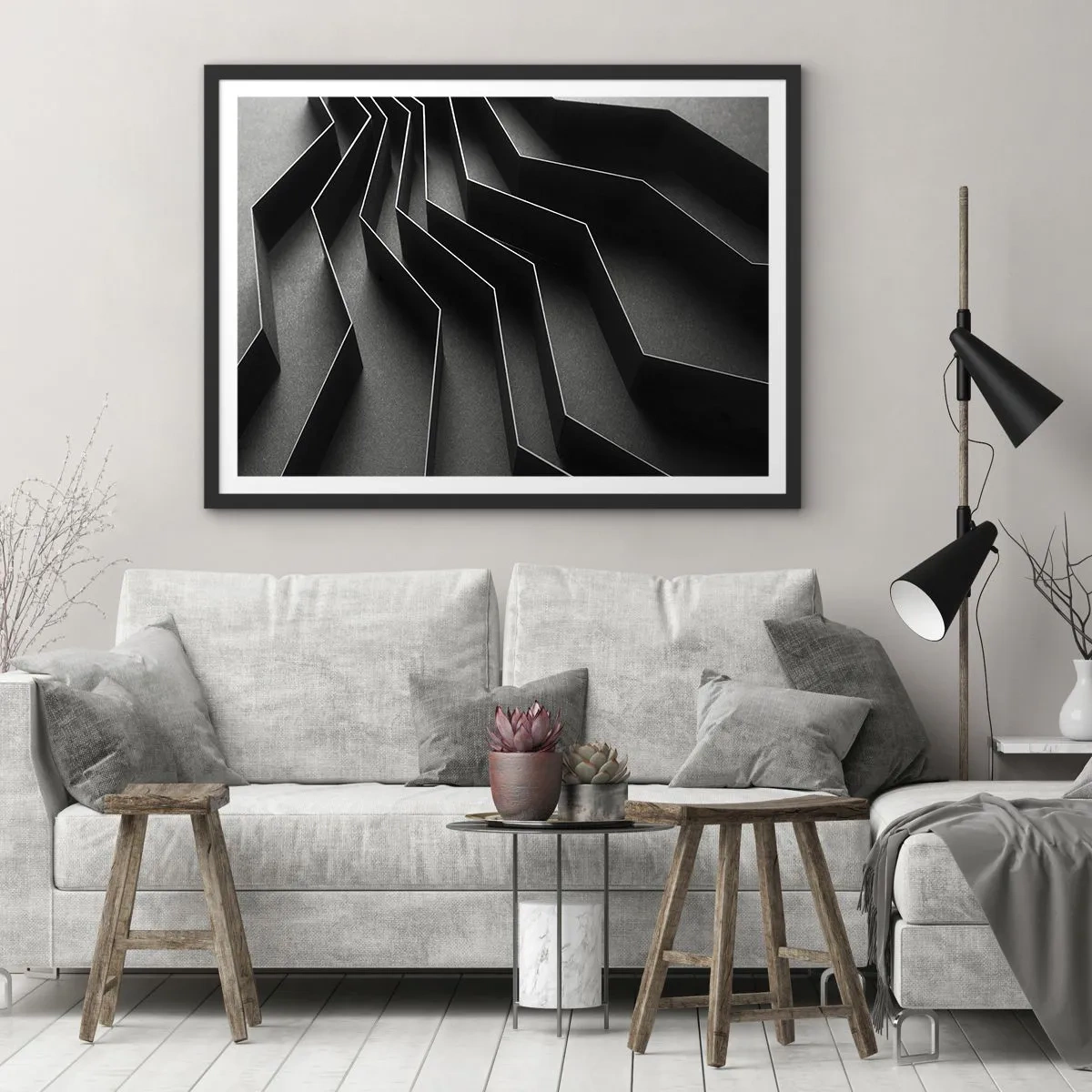 Affisch i svart ram - Rumslig ordning - 100x70 cm