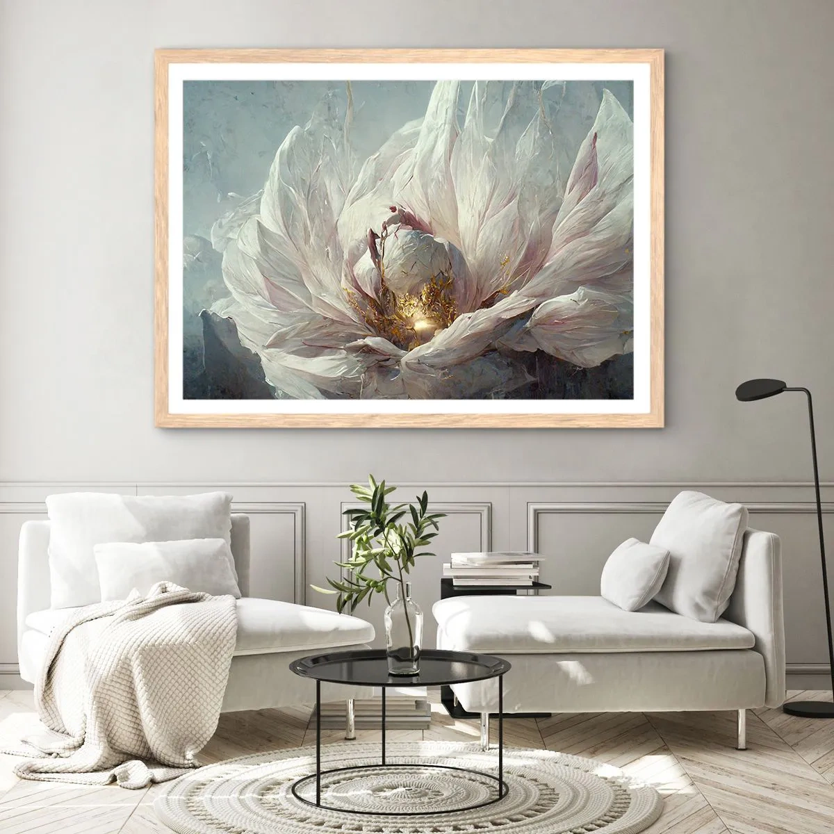 Affisch i ram av ljusek - Blommar en gång på hundra år - 50x40 cm