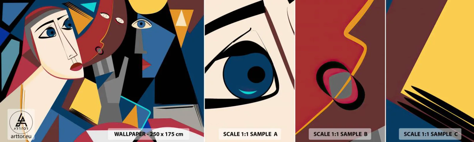 Fototapet Prov Standard Eco - Kubistiskt samtal - människor, Kubism, Porträtt - 100x30 cm