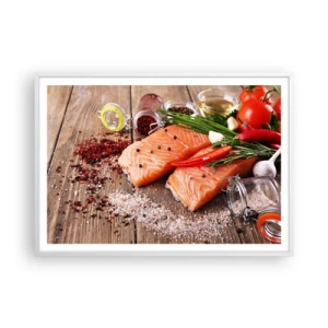 Affisch i vit ram - Norskt äventyr i köket - 100x70 cm