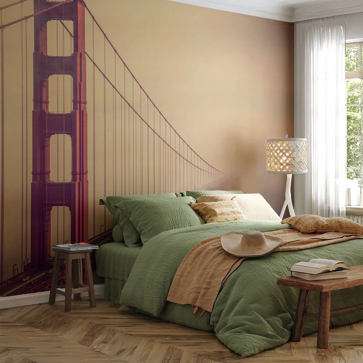 Fototapet Premium Sand - Mellan himlen och jorden - Landskap, Arkitektur, San Francisco - 100x70 cm