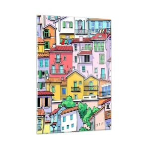 Glastavla - Bild på glas - Gladlynt stad - 50x70 cm