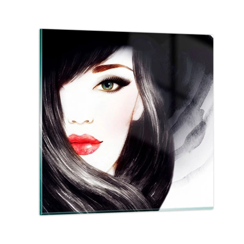 Glastavla - Bild på glas - Safirfärgad blick - 50x50 cm