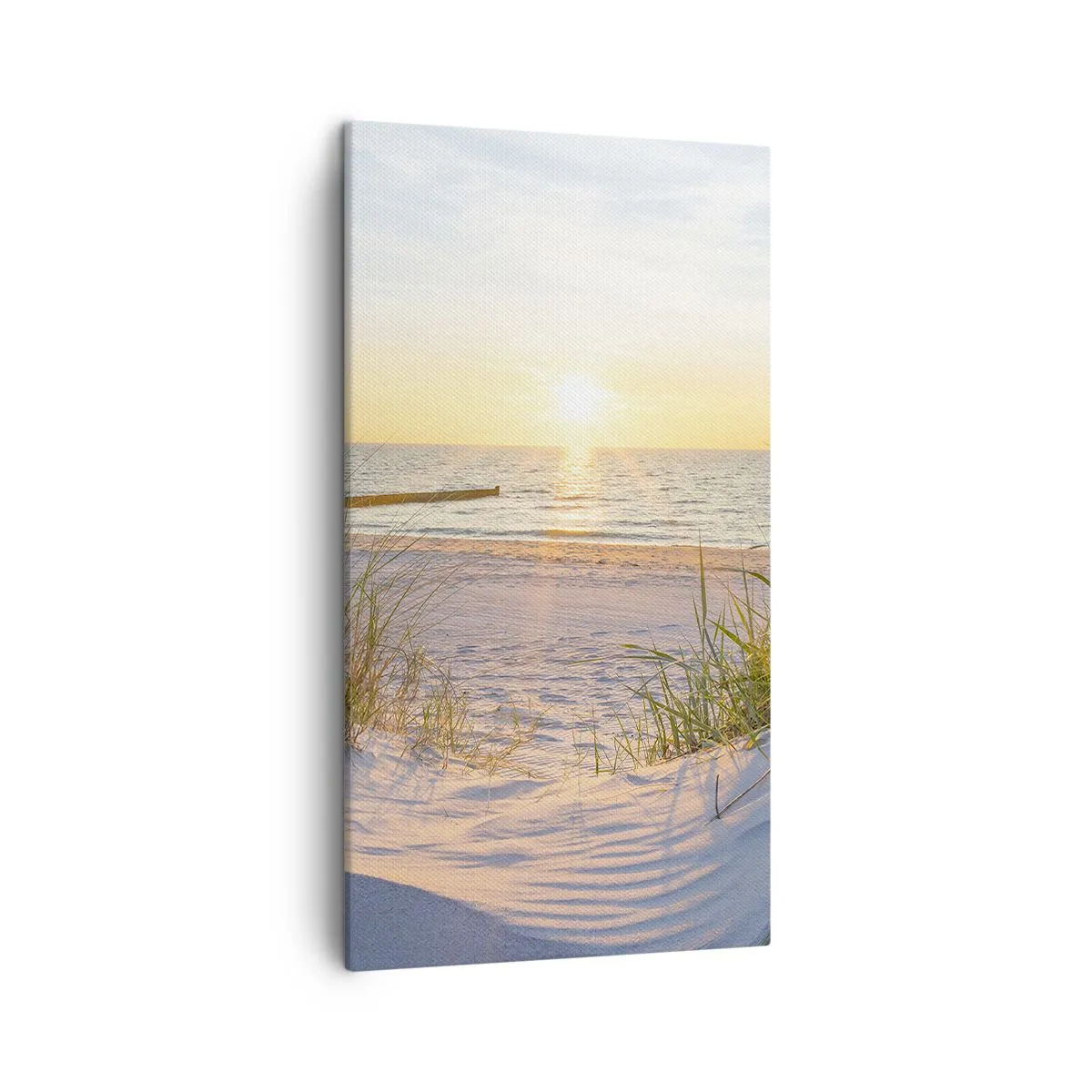 Canvastavla - Bild på duk - Havets brus, fågelsång, tom strand bland träden - 45x80 cm