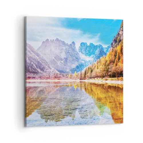 Canvastavla - Bild på duk - Det är redan höst i fjällen - 60x60 cm