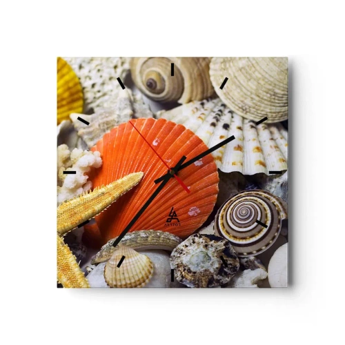 Väggklocka - Klocka på glas - Havets skatter - 30x30 cm
