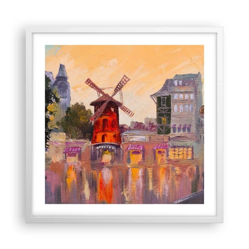 Affisch i vit ram - Ikoner av Paris – Moulin Rouge - 50x50 cm