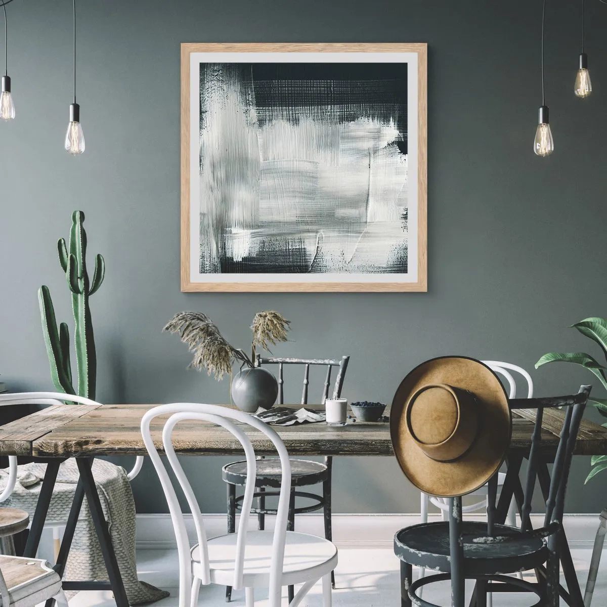 Affisch i ram av ljusek - Vävd av det vertikala och horisontella - 30x30 cm