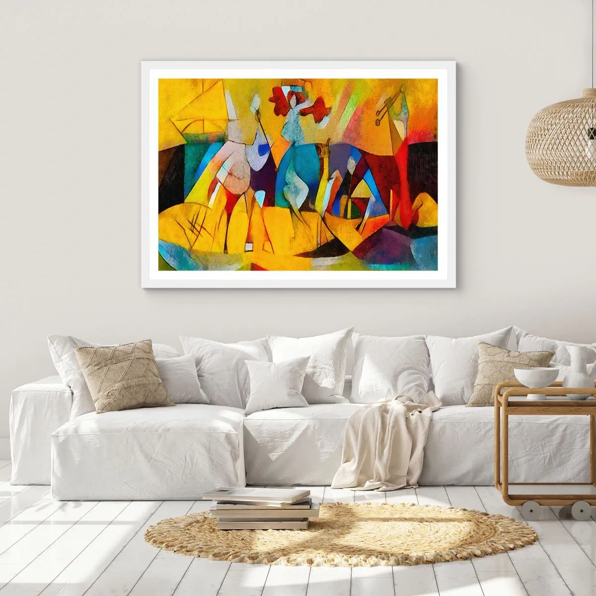 Affisch i vit ram - Sol - liv -glädje - 70x50 cm