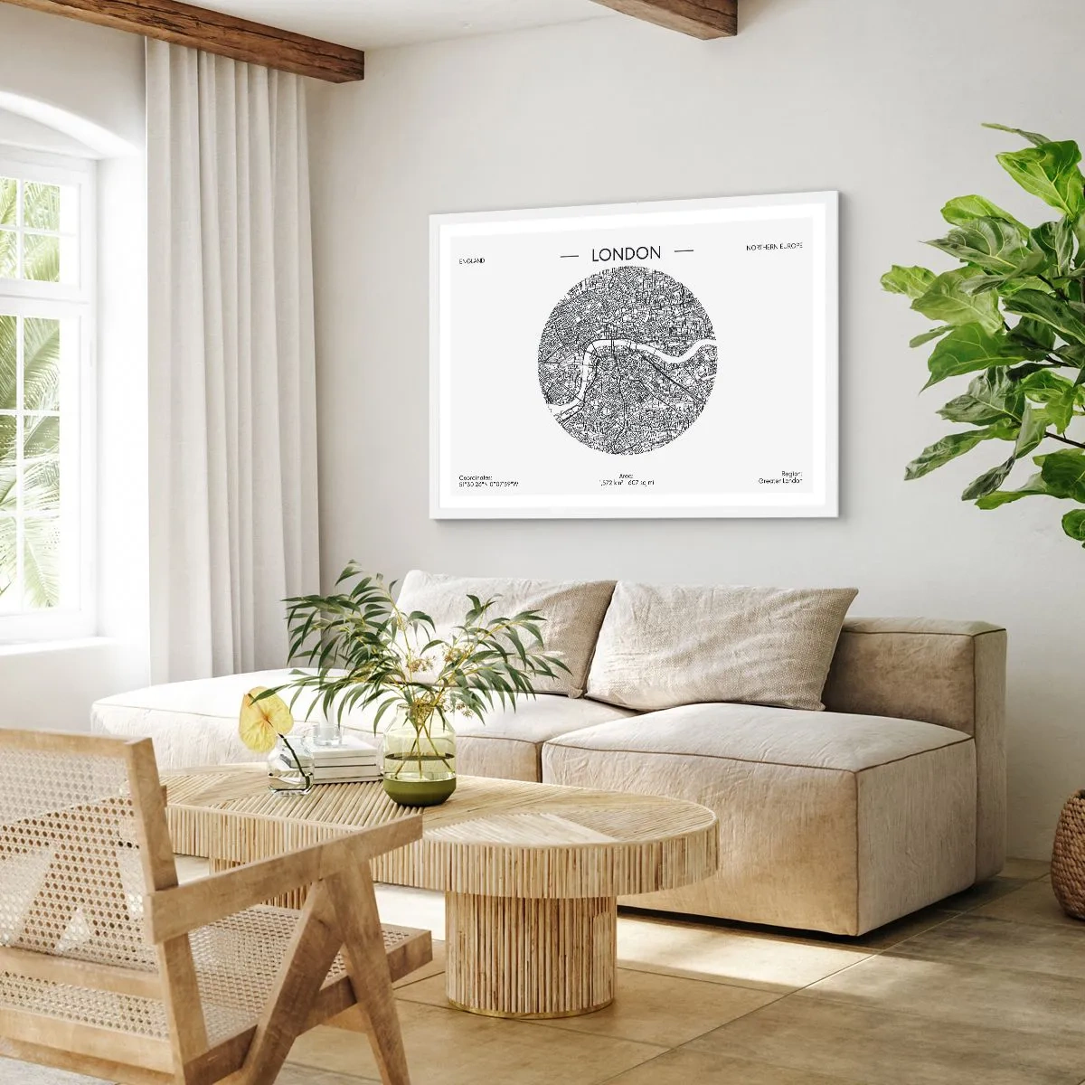 Affisch i vit ram - Londons anatomi - 100x70 cm