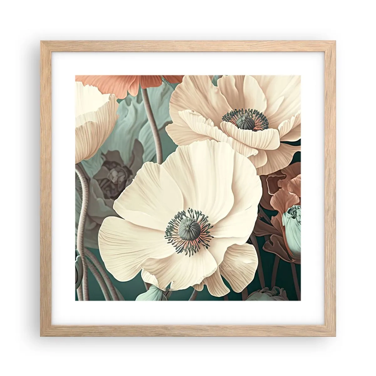Affisch i ram av ljusek - Viskningar av vallmo - 40x40 cm