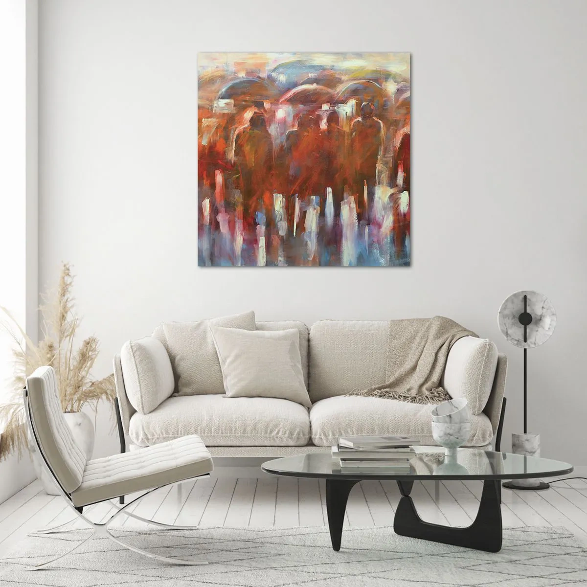 Glastavla - Bild på glas - Jämna i regn och dimma - 70x70 cm