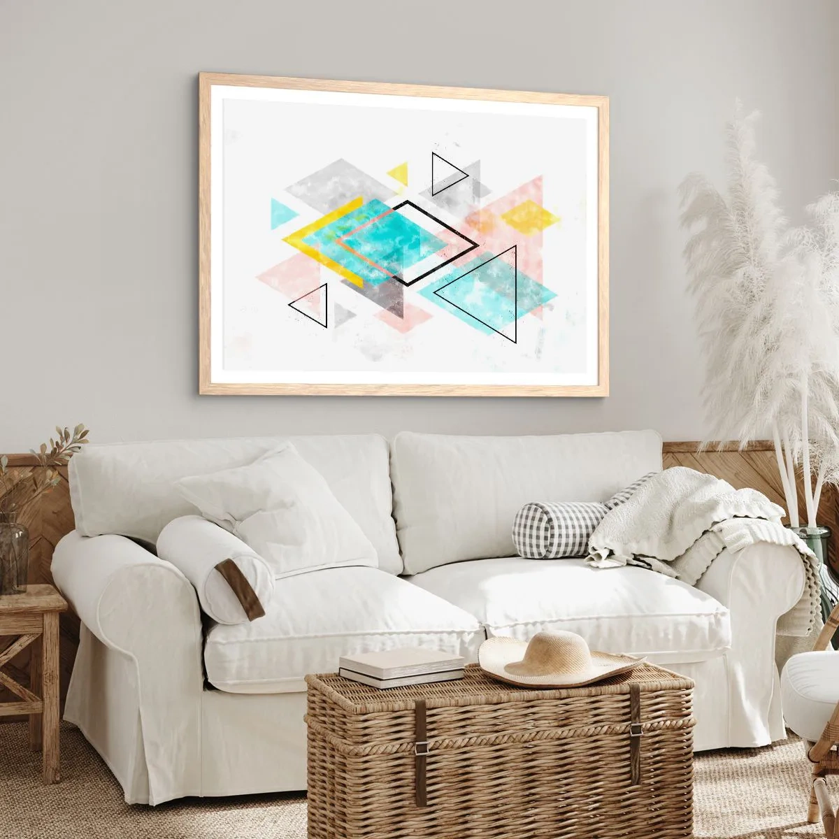 Affisch i ram av ljusek - Geometriskt spel - 70x50 cm