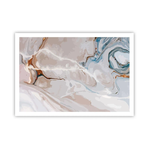 Affisch - Blåa meanderlopp under vithet - 100x70 cm