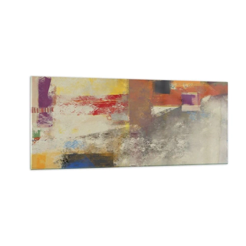 Glastavla - Bild på glas - Färgernas geometri - 100x40 cm