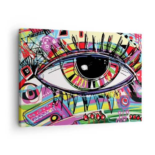Canvastavla - Bild på duk - Färgglatt abstrakt graffitiöga - 70x50cm - Färgglatt öga - färgglad själ - Modern väggdekoration för vardagsrum och sovrum ARTTOR